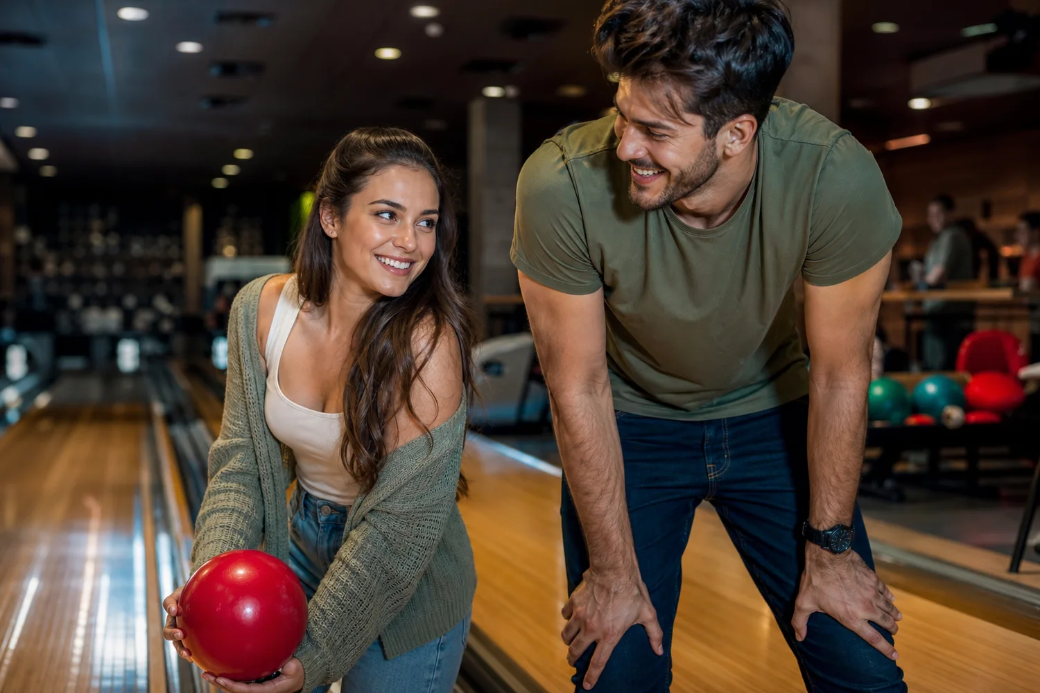 Bowling With Secret Missions date-night setting.