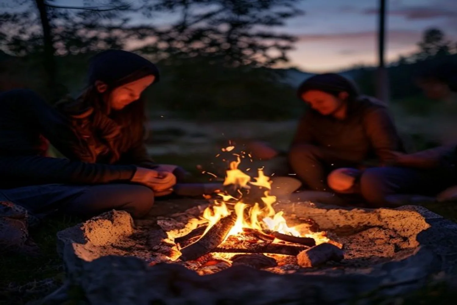 Campfire Dessert Night date-night setting.