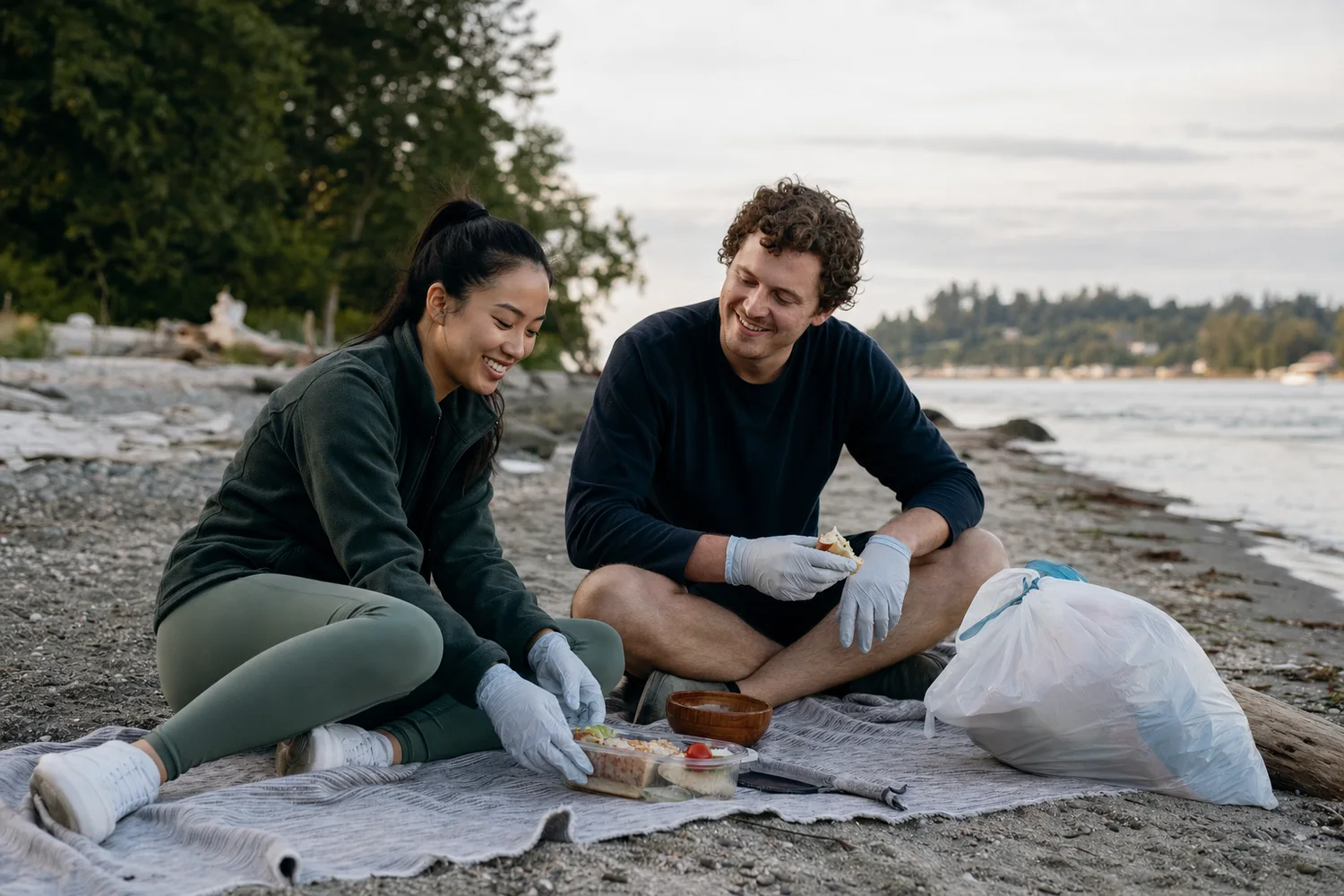 Cleanup-and-Picnic Date date-night setting.