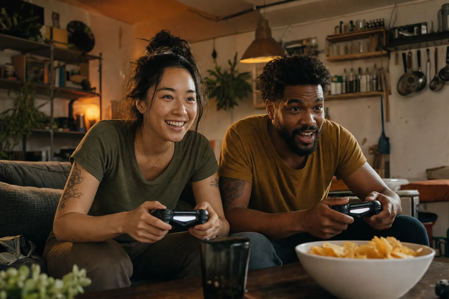 Co-op Video Game Night date-night setting.