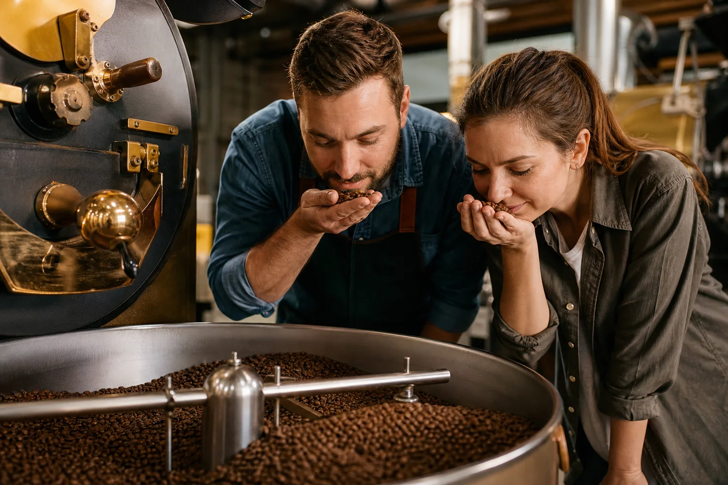Coffee Roastery Tour date-night setting.