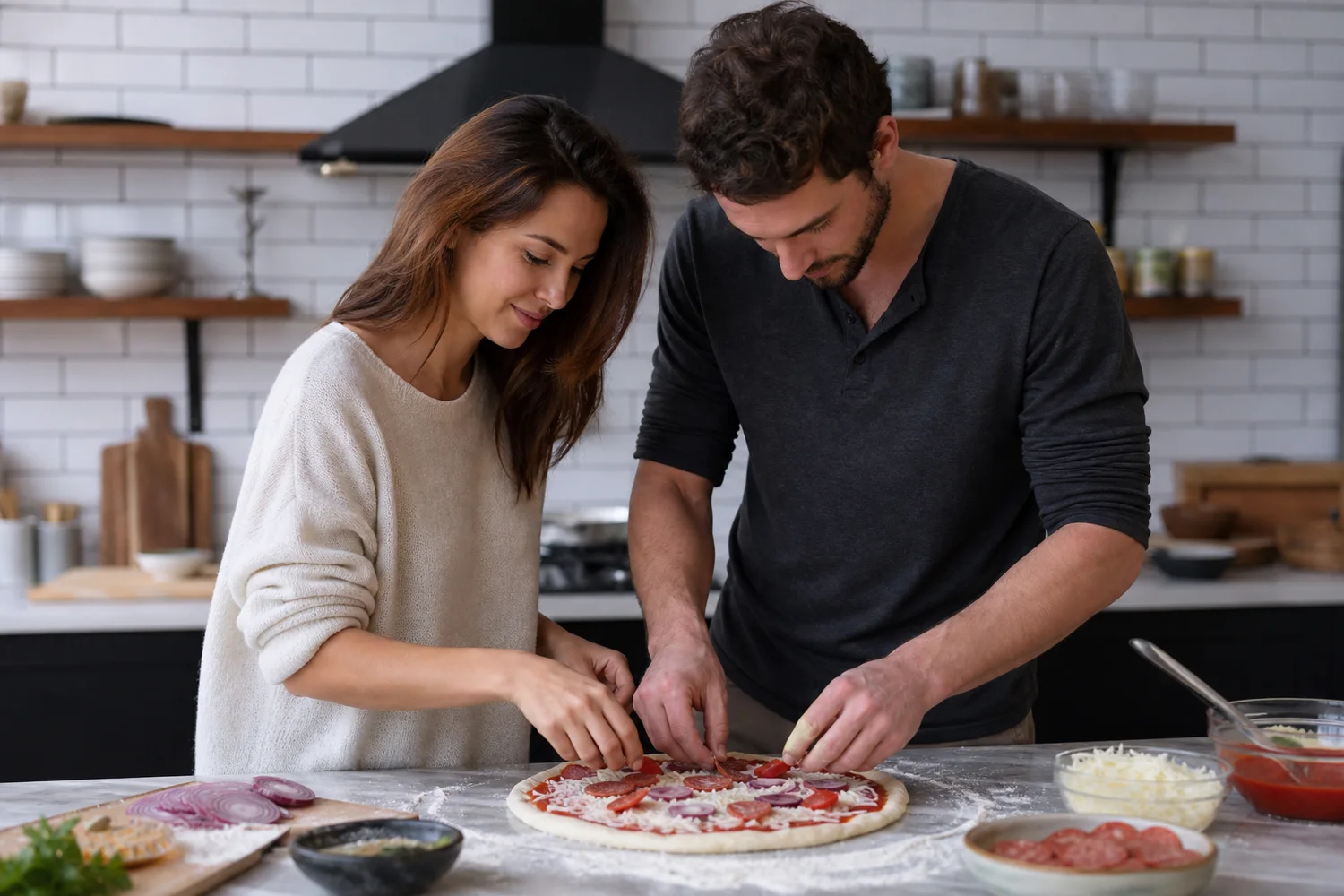 Homemade Pizza Draft date-night setting.