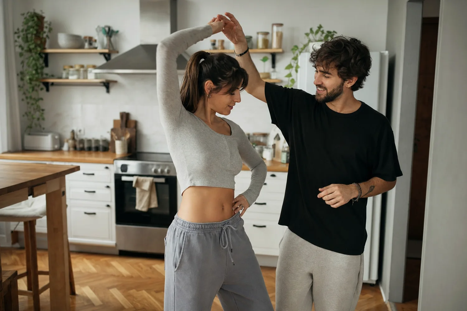 Kitchen Dance Lesson date-night setting.