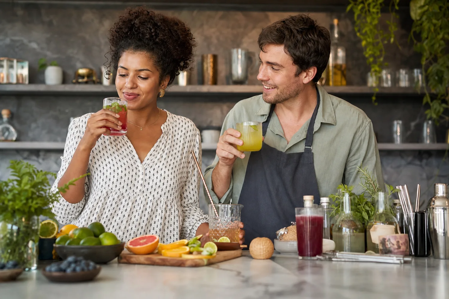Mocktail Flavor Lab date-night setting.