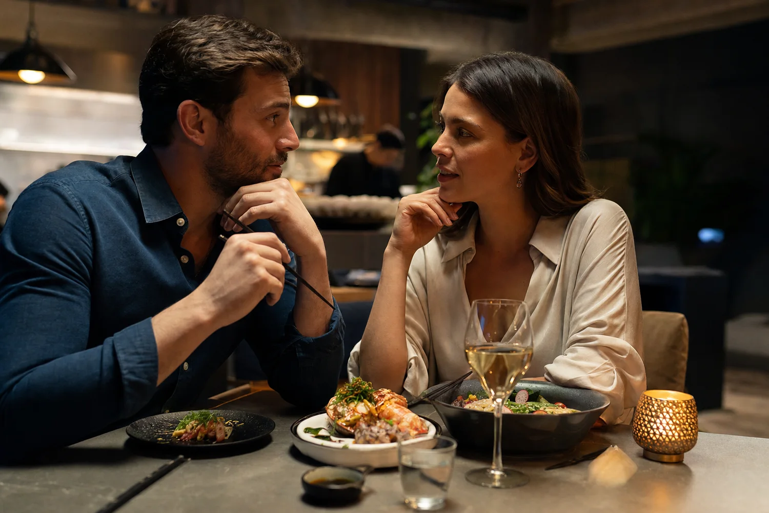 New Restaurant, Old Questions date-night setting.