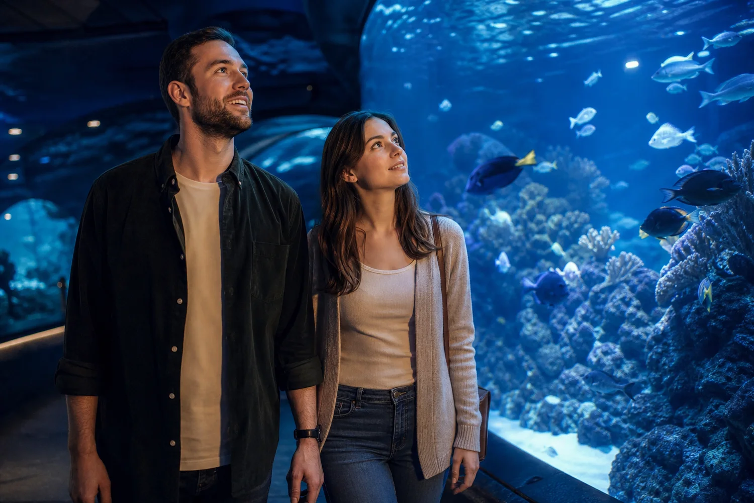 One-Hour Aquarium Route date-night setting.
