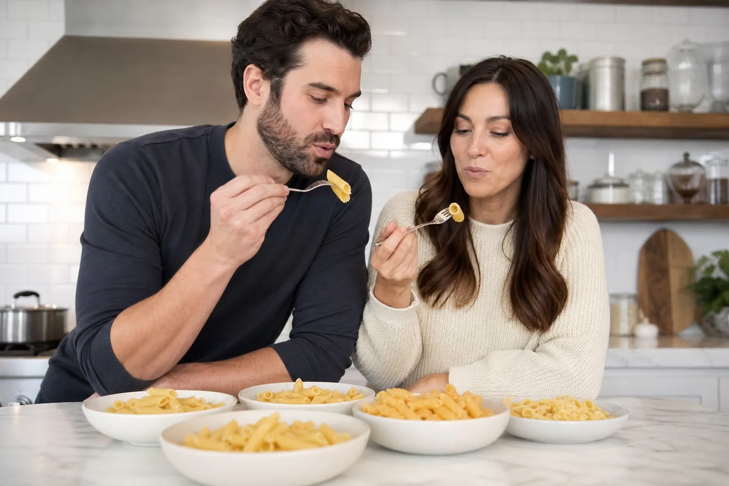 Pasta Shape Taste Test date-night setting.