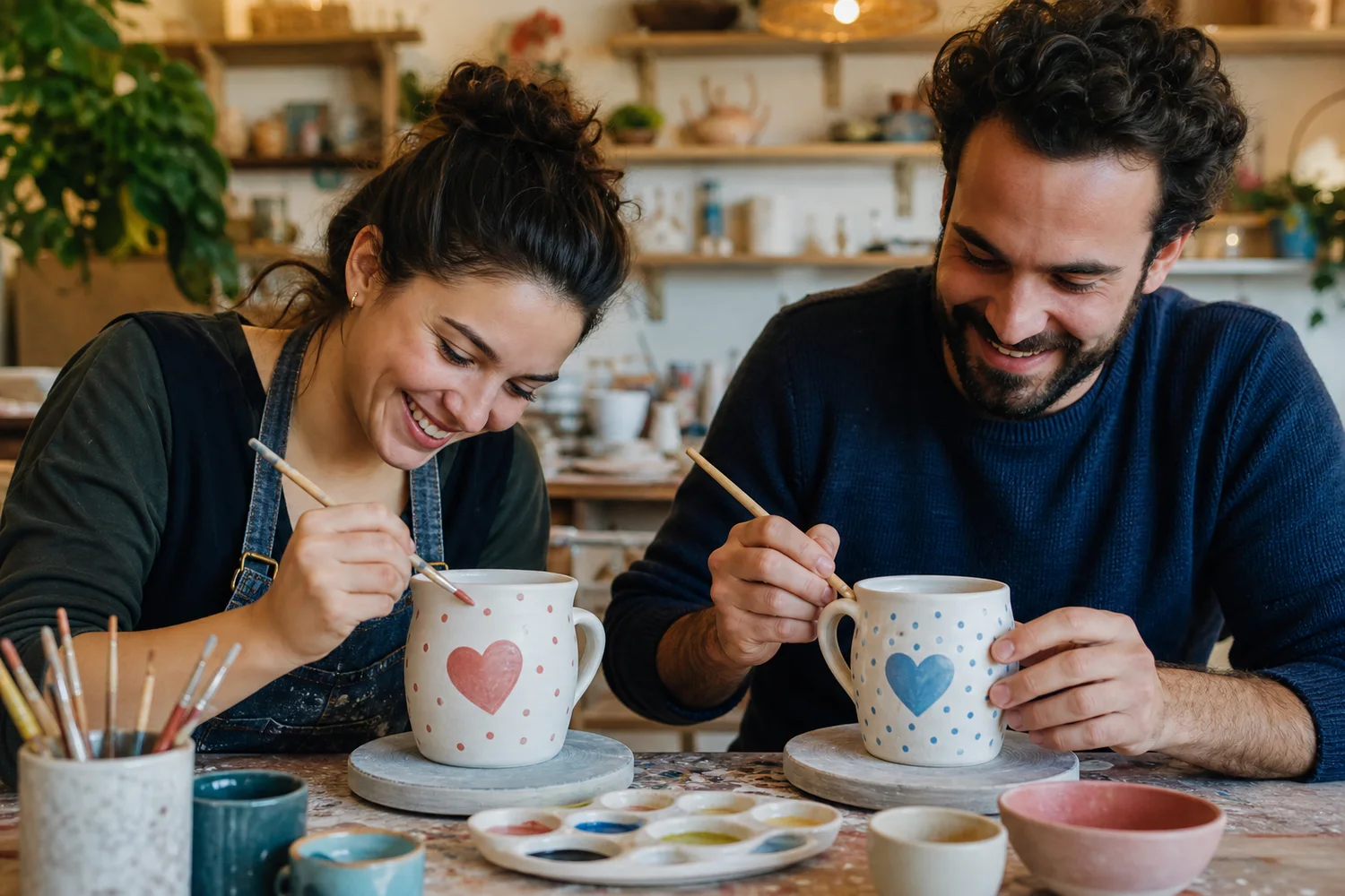 Pottery Painting With a Theme date-night setting.