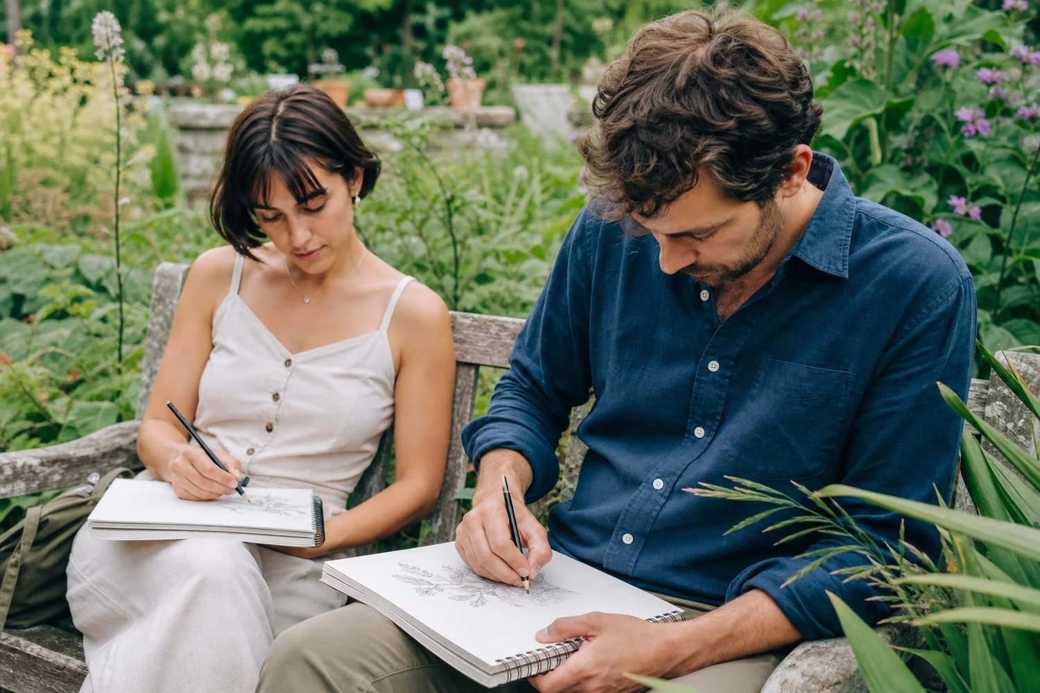Public Garden Sketch Date date-night setting.