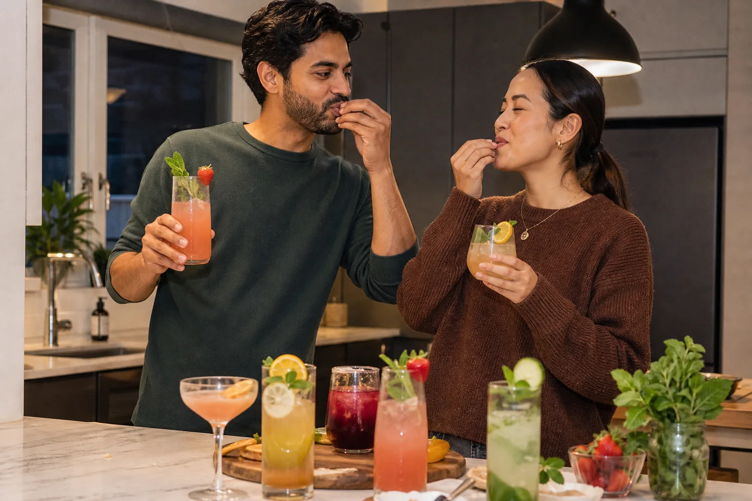 School-Night Mocktail Test date-night setting.