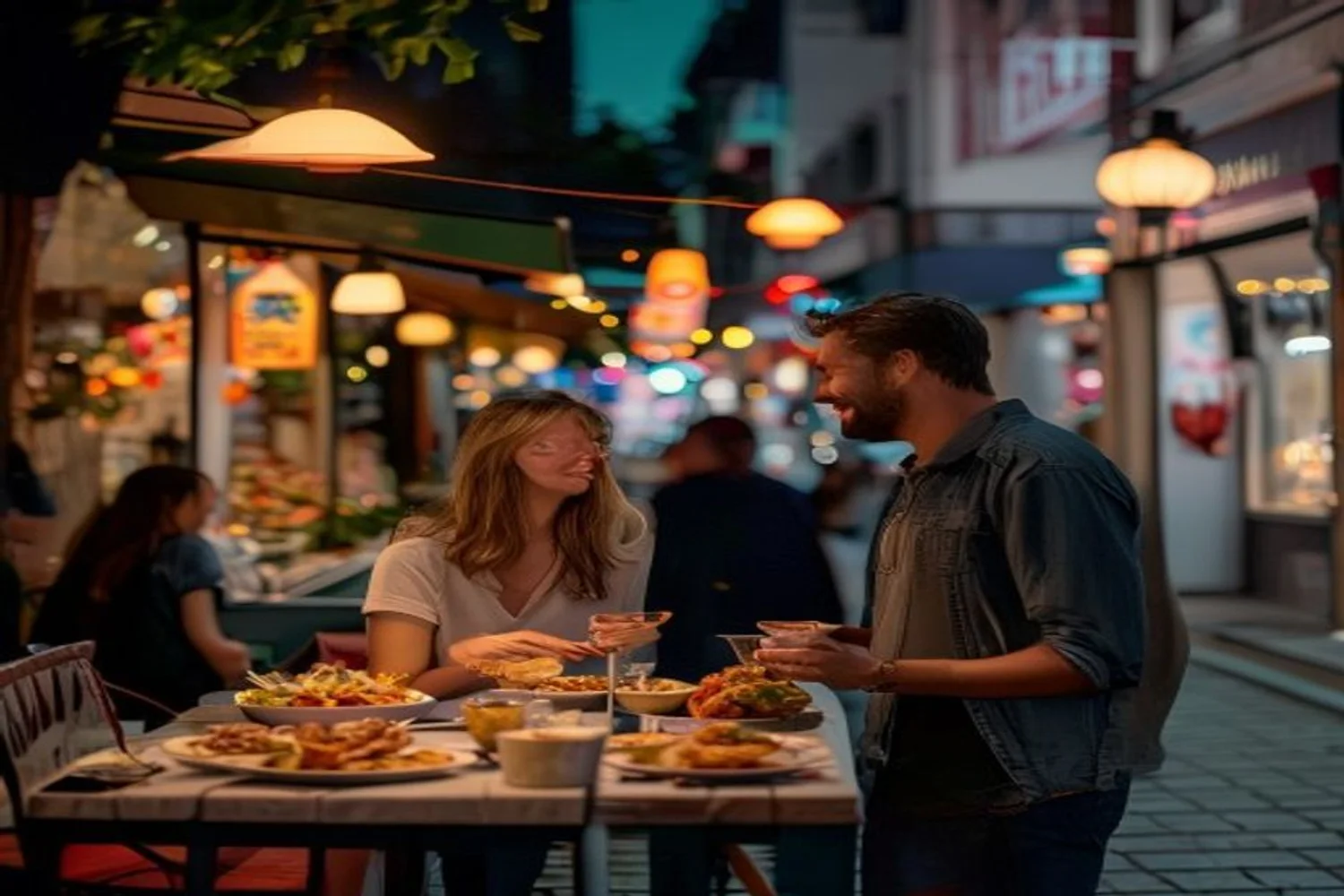 Street-Food Progressive Dinner date-night setting.