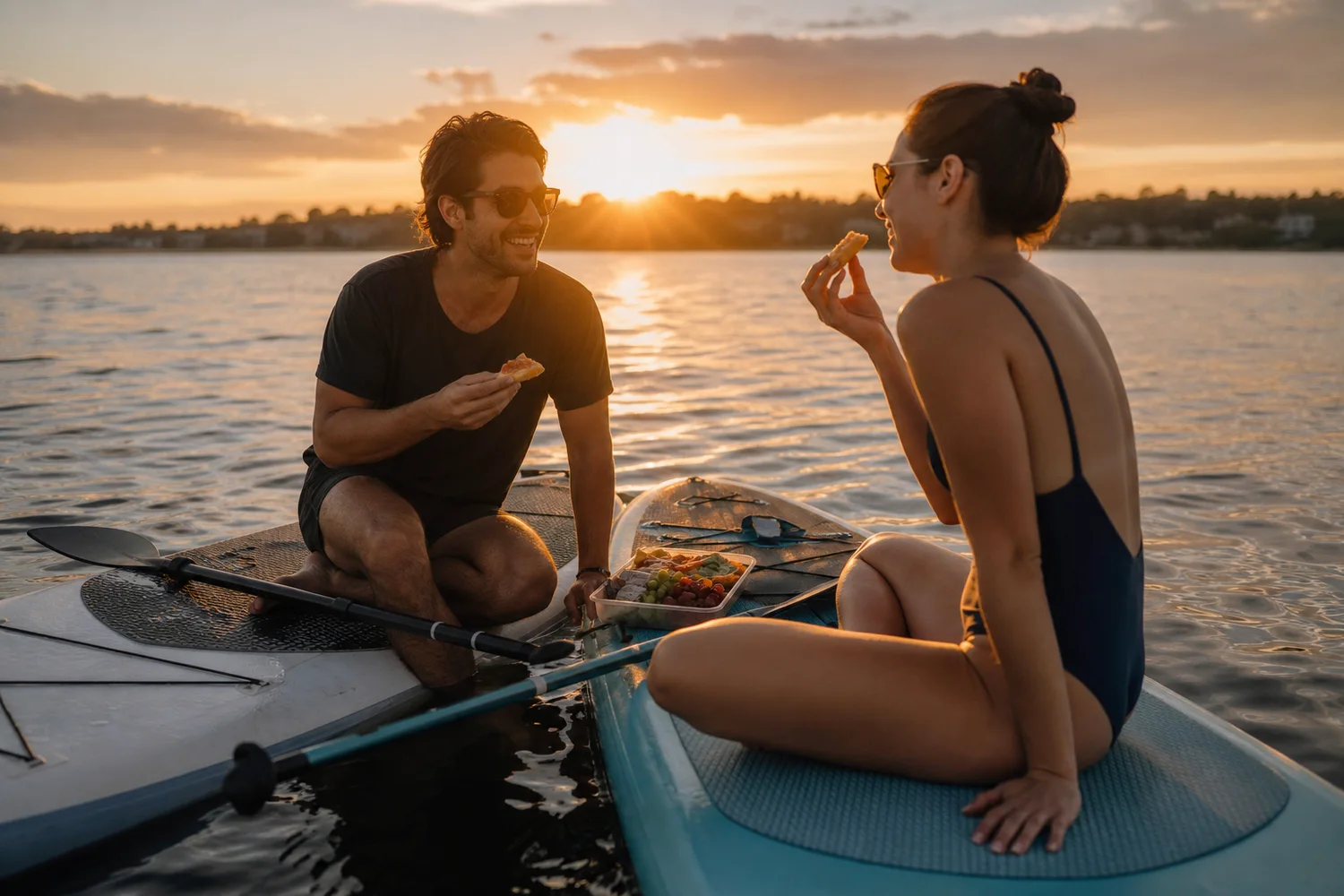Sunset Paddle and Snack date-night setting.