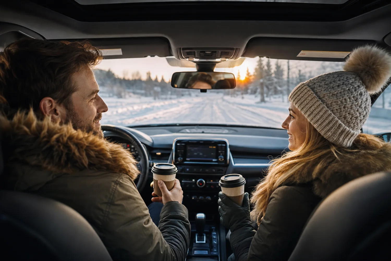 Winter Sunrise Drive date-night setting.